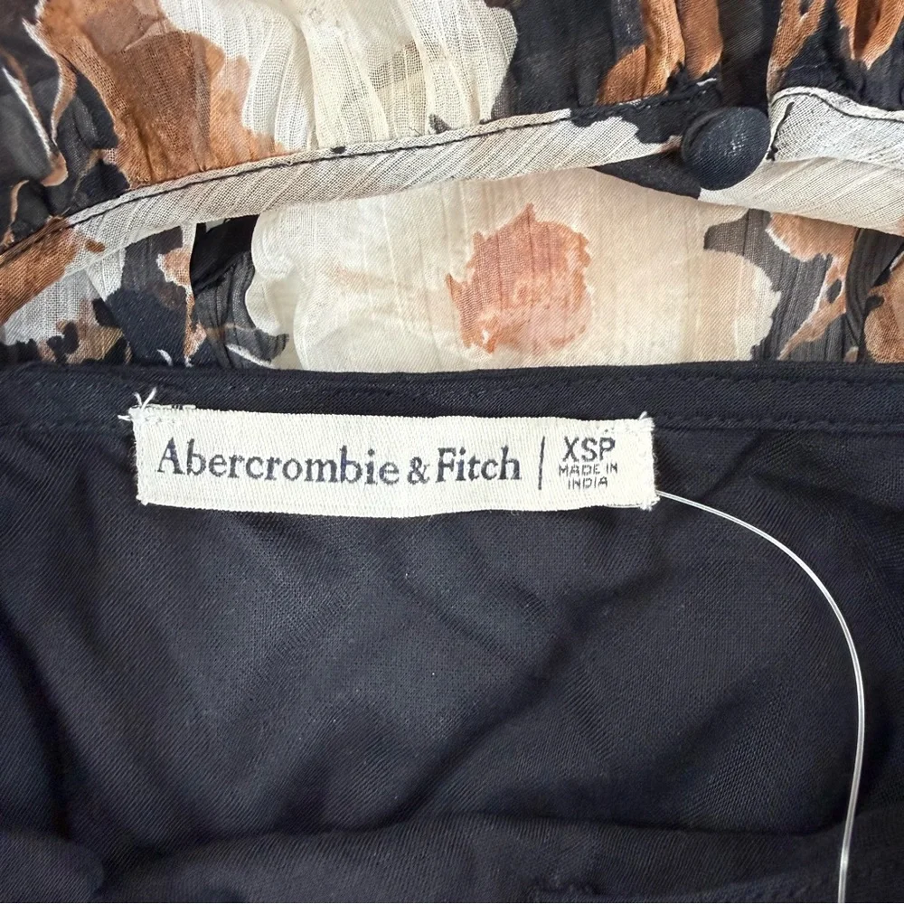 NWT Arbercombie & Fitch Easy High‎ Neck Midi Dress Womens Black Brown Floral XSP